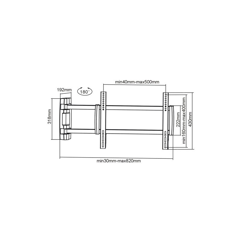 ITB MB6214 Supporto TV a parete 124,5 cm (49") Nero