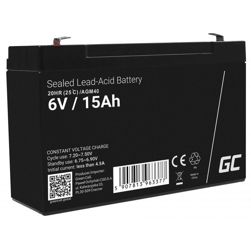 Green Cell AGM40 batteria UPS VRLA AGM 6 V 15 Ah