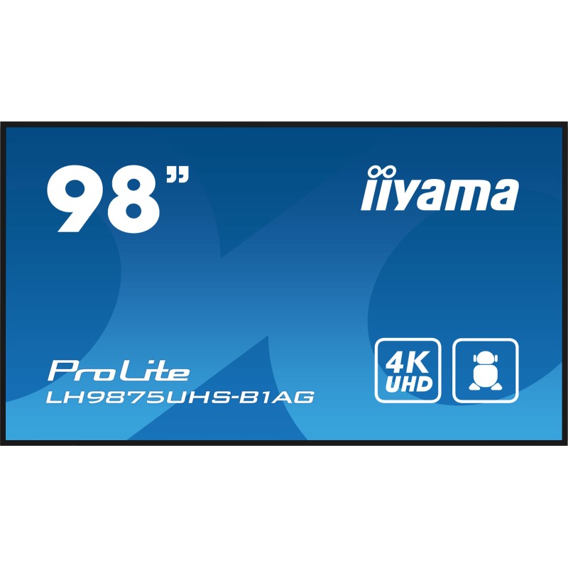 iiyama LH9875UHS-B1AG visualizzatore di messaggi Pannello piatto per segnaletica digitale 2,49 m (98") LED Wi-Fi 500 cd m² 4K