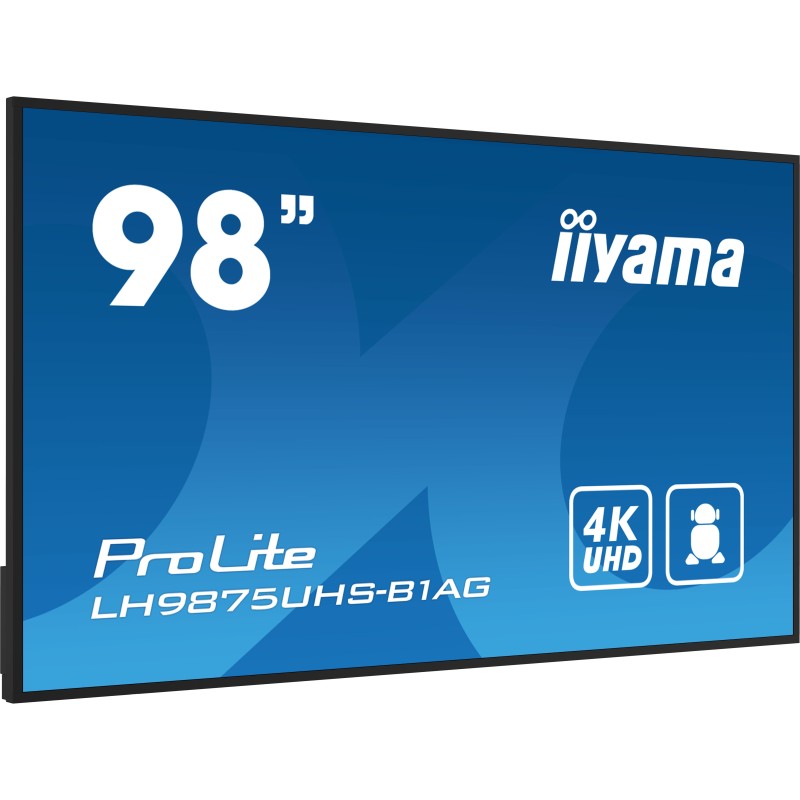 iiyama LH9875UHS-B1AG visualizzatore di messaggi Pannello piatto per segnaletica digitale 2,49 m (98") LED Wi-Fi 500 cd m² 4K