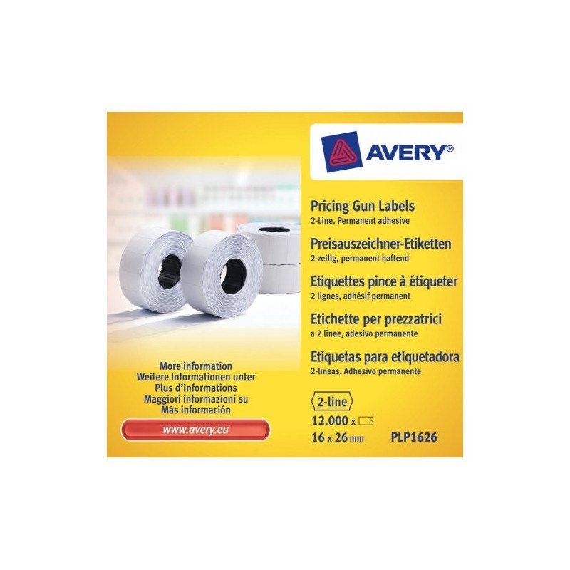Avery PLP1626 etichetta autoadesiva Etichetta con prezzo Permanente Bianco 12000 pz
