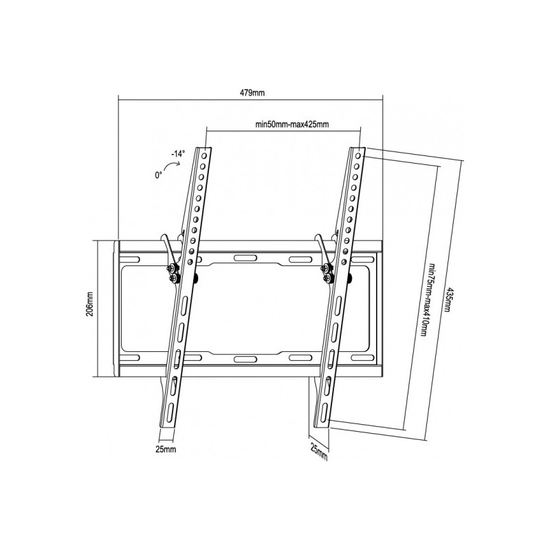 Equip 650311 Supporto TV a parete 139,7 cm (55") Nero