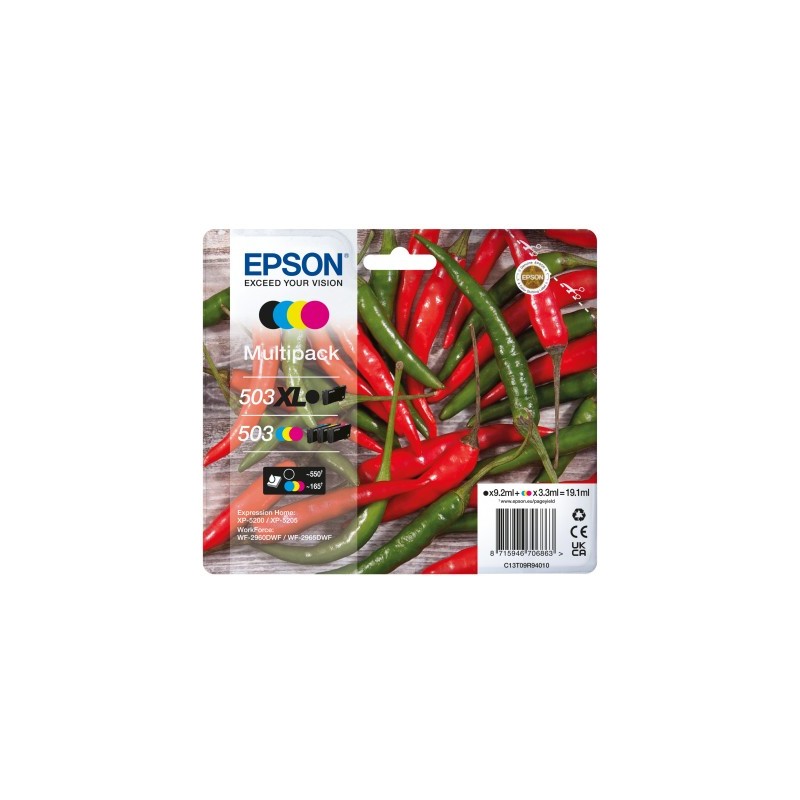 Epson 503 XL cartuccia d'inchiostro 4 pz Originale Resa elevata (XL) Nero, Ciano, Magenta, Giallo