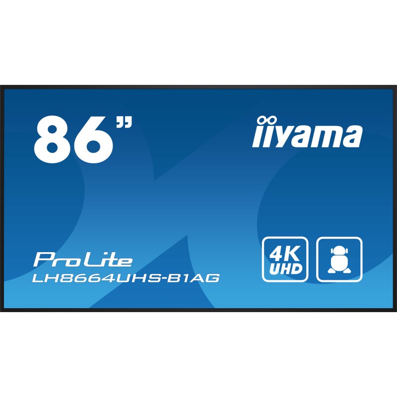 iiyama LH8664UHS-B1AG visualizzatore di messaggi Pannello A digitale 2,18 m (86") LED Wi-Fi 500 cd m² 4K Ultra HD Nero