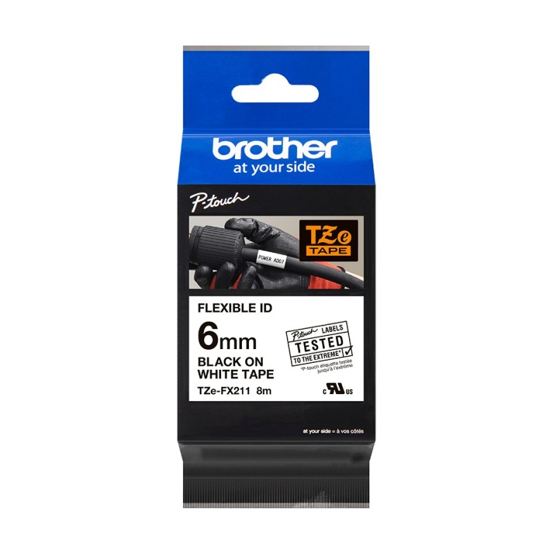 Brother TZE-FX211 nastro per etichettatrice Nero su bianco