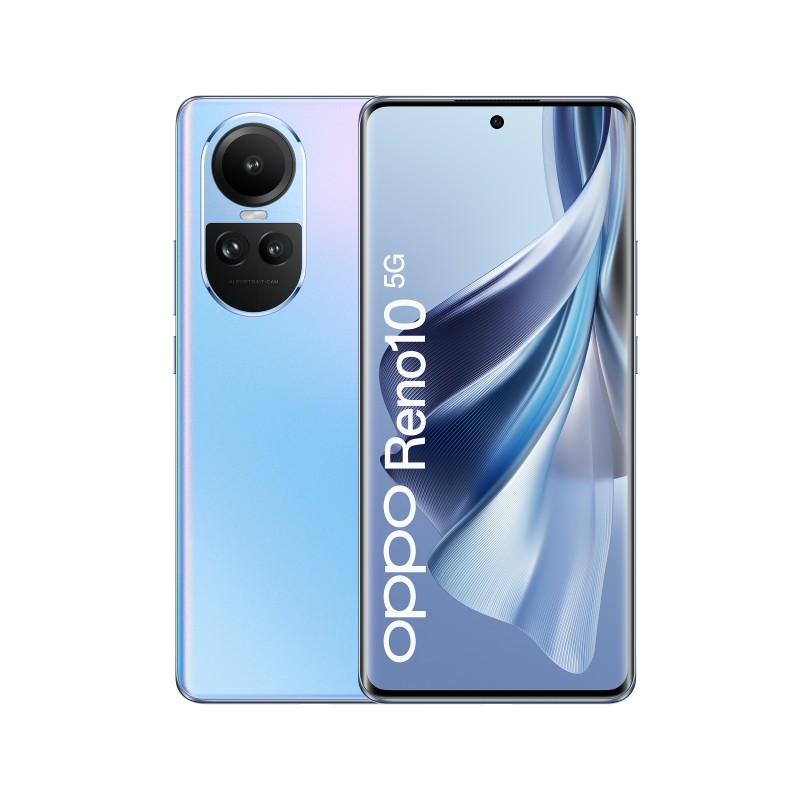 OPPO Reno RENO10 Smartphone 5G, AI Tripla fotocamera 64+32+8MP, Selfie 32MP, Display 6.7" 120HZ AMOLED, 5000 mAh, RAM 8GB (Esp.