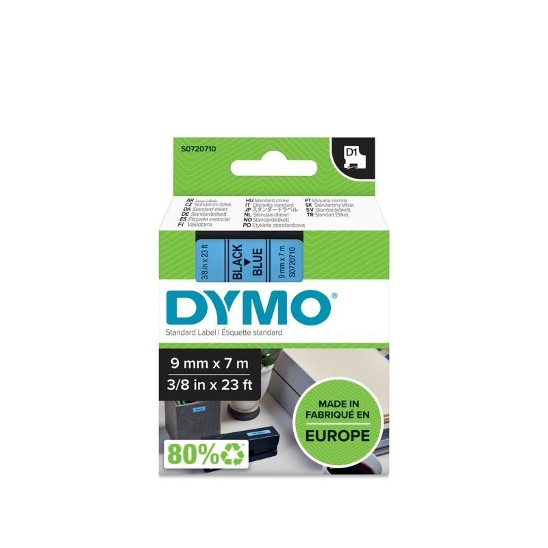 DYMO D1 - Standard Etichette - Nero su blu - 9mm x 7m