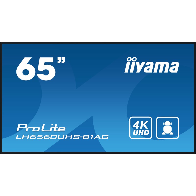 iiyama LH6560UHS-B1AG visualizzatore di messaggi Pannello A digitale 165,1 cm (65") LED Wi-Fi 500 cd m² 4K Ultra HD Nero