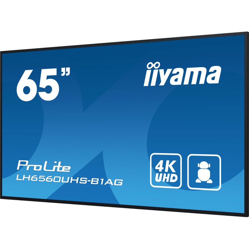 iiyama LH6560UHS-B1AG visualizzatore di messaggi Pannello A digitale 165,1 cm (65") LED Wi-Fi 500 cd m² 4K Ultra HD Nero