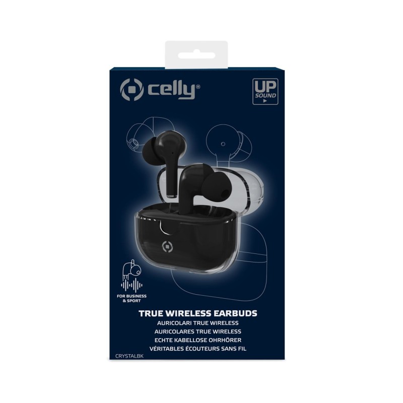 Celly CLEAR Cuffie True Wireless Stereo (TWS) In-ear Musica e Chiamate USB tipo-C Bluetooth Nero