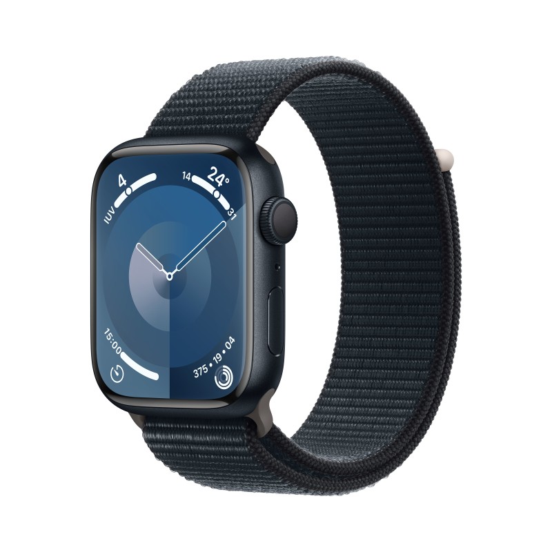 Apple Watch Series 9 GPS Cassa 45mm in Alluminio Mezzanotte con Cinturino Sport Loop Mezzanotte