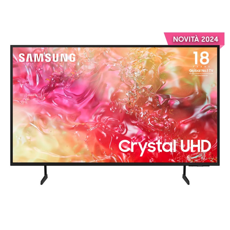 Samsung TV Crystal UHD 4K 43” UE43DU7170UXZT Smart TV Wi-Fi Black 2024, Processore Crystal 4K, 4K Upscaling, Slim Look Design,