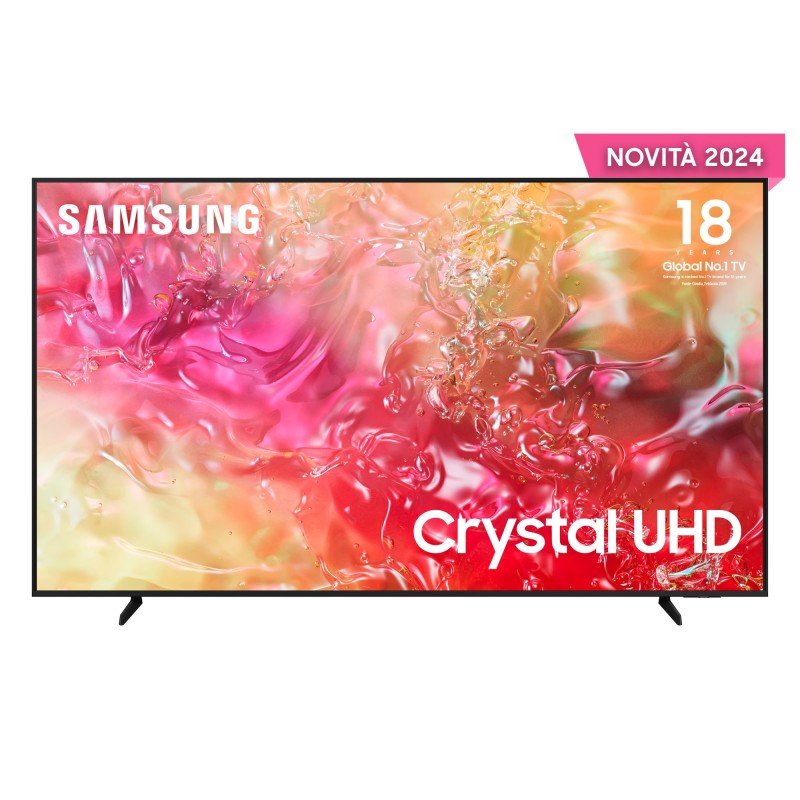 Samsung TV Crystal UHD 4K 65” UE65DU7170UXZT Smart TV Wi-Fi Black 2024, Processore Crystal 4K, 4K Upscaling, Slim Look Design,