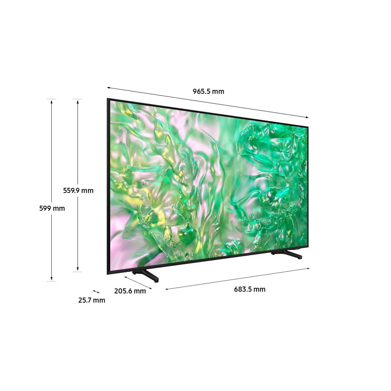 Samsung TV Crystal UHD 4K 43” UE43DU8070UXZT Smart TV Wi-Fi Black 2024, Processore Crystal 4K, 4K Upscaling, AirSlim Design,