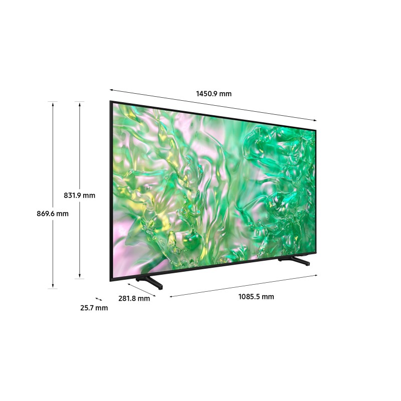 Samsung TV Crystal UHD 4K 65” UE65DU8070UXZT Smart TV Wi-Fi Black 2024, Processore Crystal 4K, 4K Upscaling, AirSlim Design,