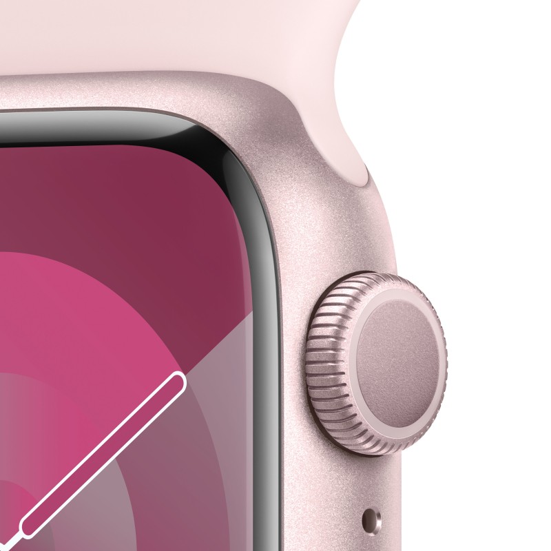 Apple Watch Series 9 GPS Cassa 41mm in Alluminio Rosa con Cinturino Sport Rosa Confetto - M L