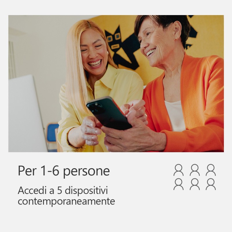 Microsoft 365 Family - Fino a 6 persone - Per PC Mac tablet cellulari - Abbonamento di 12 mesi