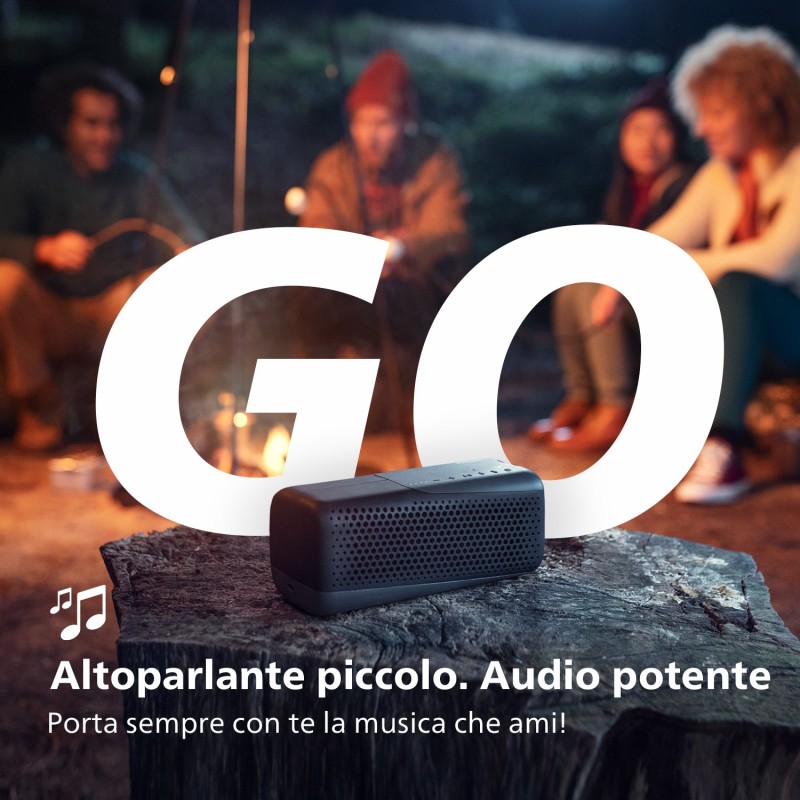 Philips TAS4807B Wireless speaker sport, Altoparlante portatile, Bluetooth Multipoint, IP67, Fino a 12 ore, (Nero)