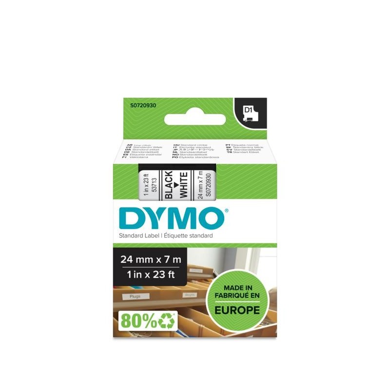 DYMO D1 - Standard Etichette - Nero su bianco - 24mm x 7m