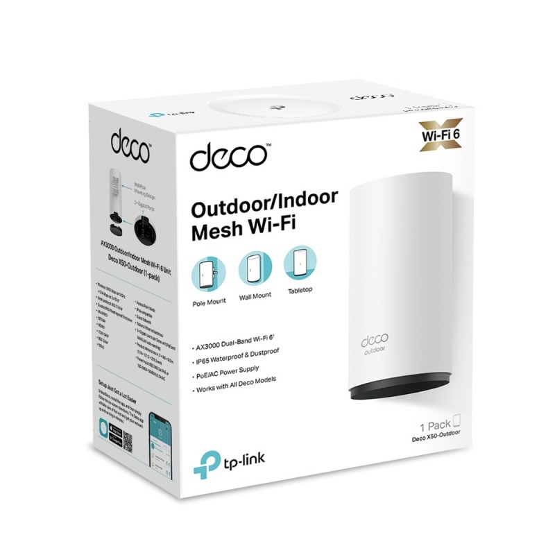 TP-Link Deco X50-Outdoor Dual-band (2.4 GHz 5 GHz) Wi-Fi 6 (802.11ax) Bianco 1 Interno