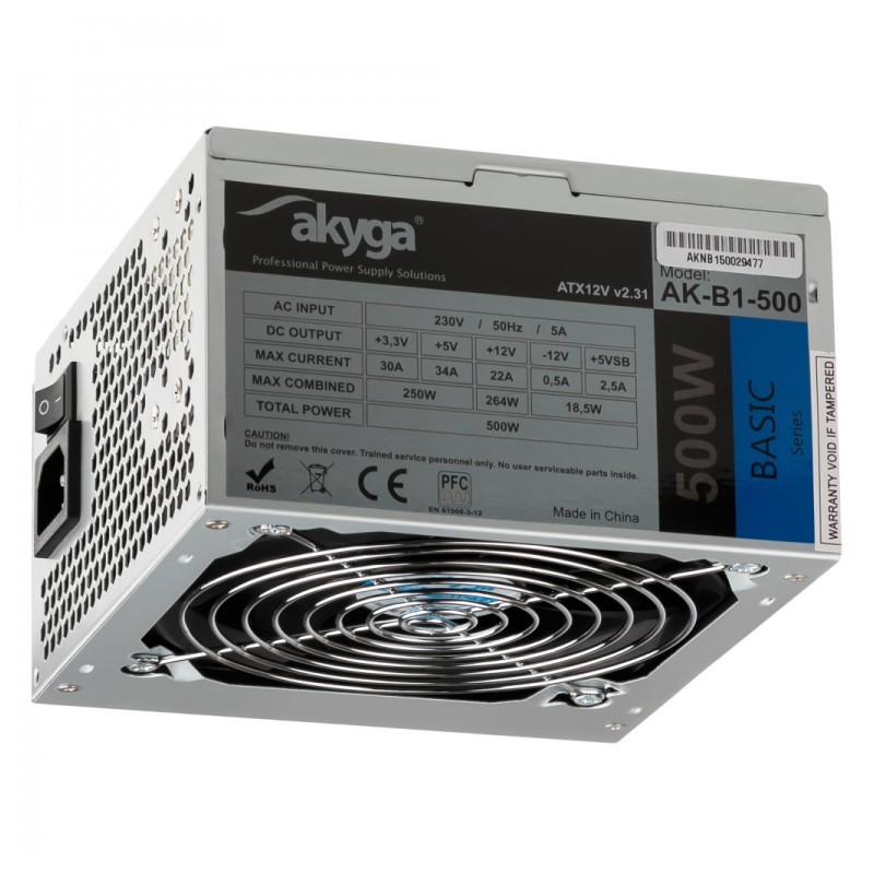 Akyga AK-B1-500 alimentatore per computer 500 W 20+4 pin ATX ATX Grigio