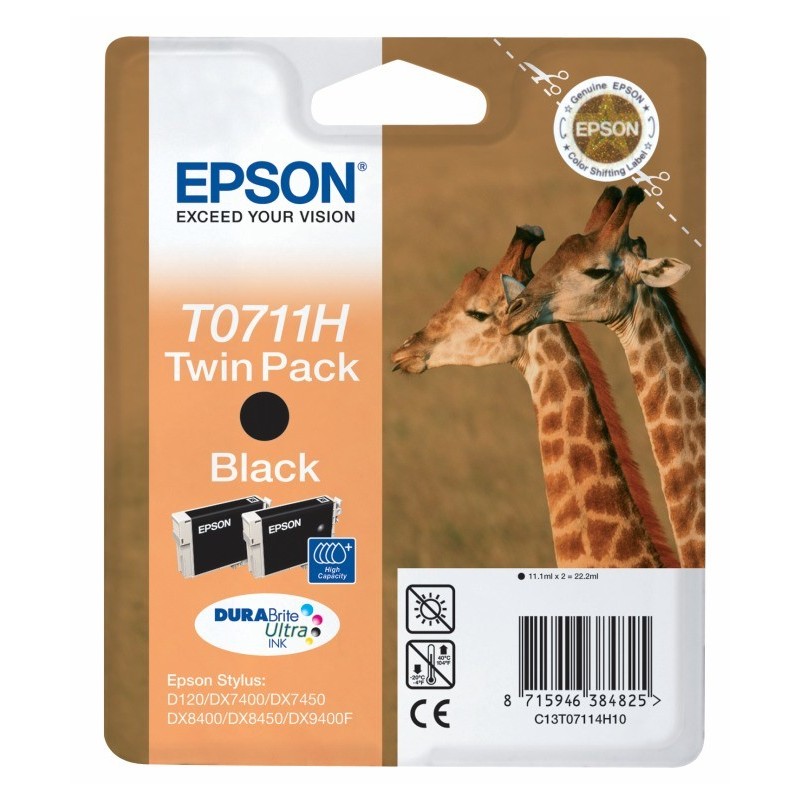 Epson Giraffe Confezione doppia Nero T0711H Inchiostri DURABrite Ultra