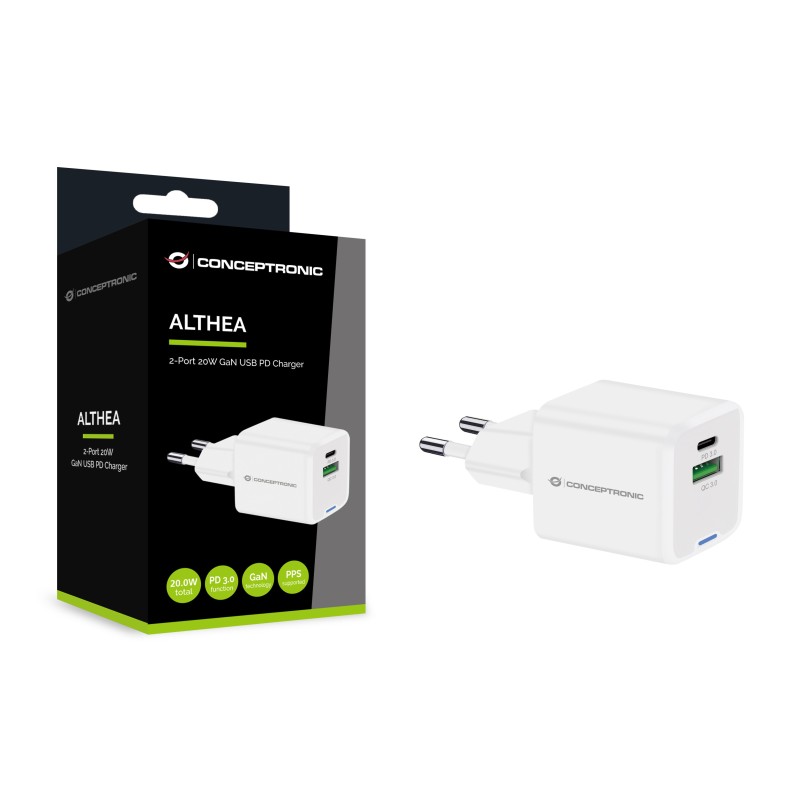 Conceptronic ALTHEA15W Caricabatterie per dispositivi mobili Universale Bianco AC Ricarica rapida Interno