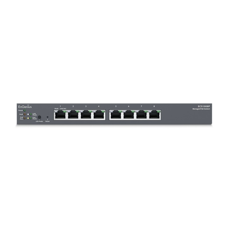 EnGenius ECS1008P switch di rete Gestito L2 Gigabit Ethernet (10 100 1000) Supporto Power over Ethernet (PoE) Nero