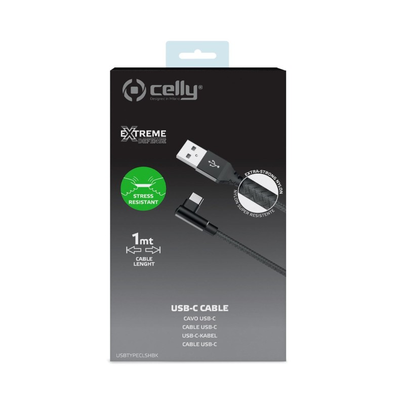 Celly USBTYPECLSHBK cavo USB 1 m USB A USB C Nero