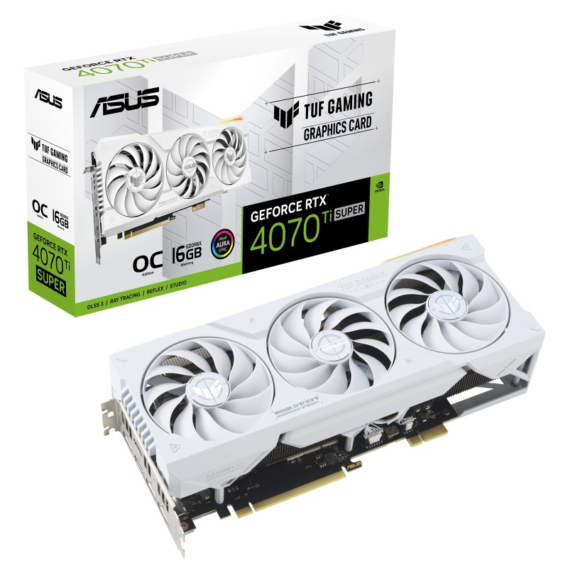 ASUS TUF Gaming TUF-RTX4070TIS-O16G-BTF-WHITE NVIDIA GeForce RTX 4070 Ti SUPER 16 GB GDDR6X