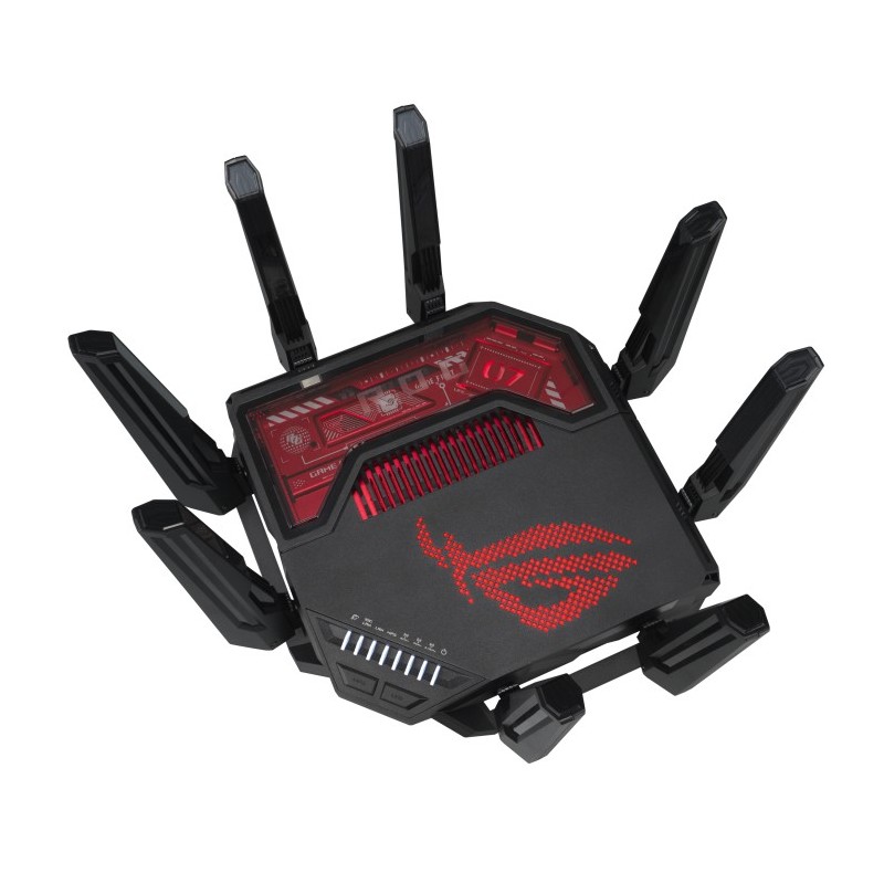 ASUS ROG Rapture GT-BE19000 router wireless Multi-Gigabit Ethernet Tri-band (2,4 GHz 5 GHz 6 GHz) Nero, Rosso