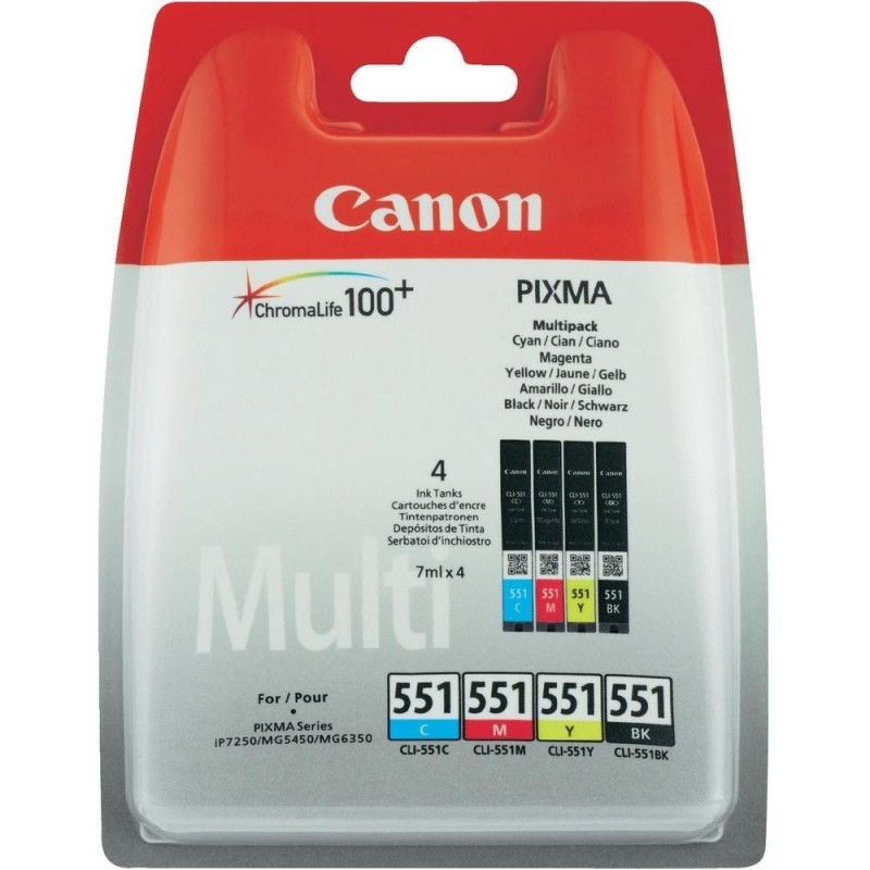 Canon CLI-551 C M Y BK w sec cartuccia d'inchiostro 4 pz Originale Resa standard Nero, Ciano, Magenta, Giallo