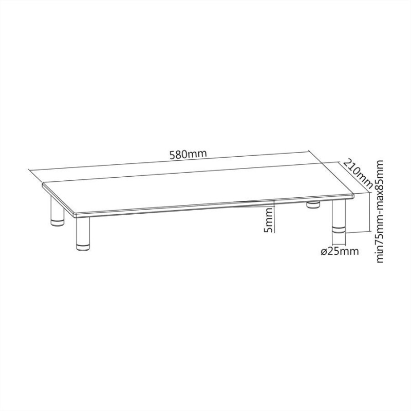 ROLINE 17023376 supporto da tavolo per Tv a schermo piatto Scrivania Trasparente