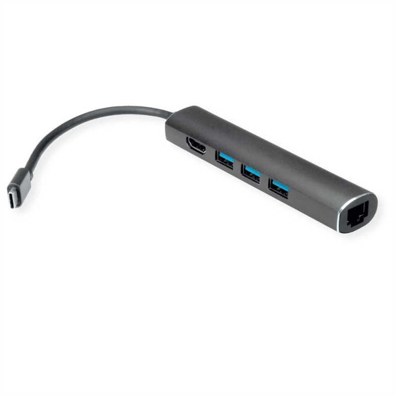 VALUE 12.99.1043 replicatore di porte e docking station per laptop Cablato USB 3.2 Gen 1 (3.1 Gen 1) Type-C Grigio