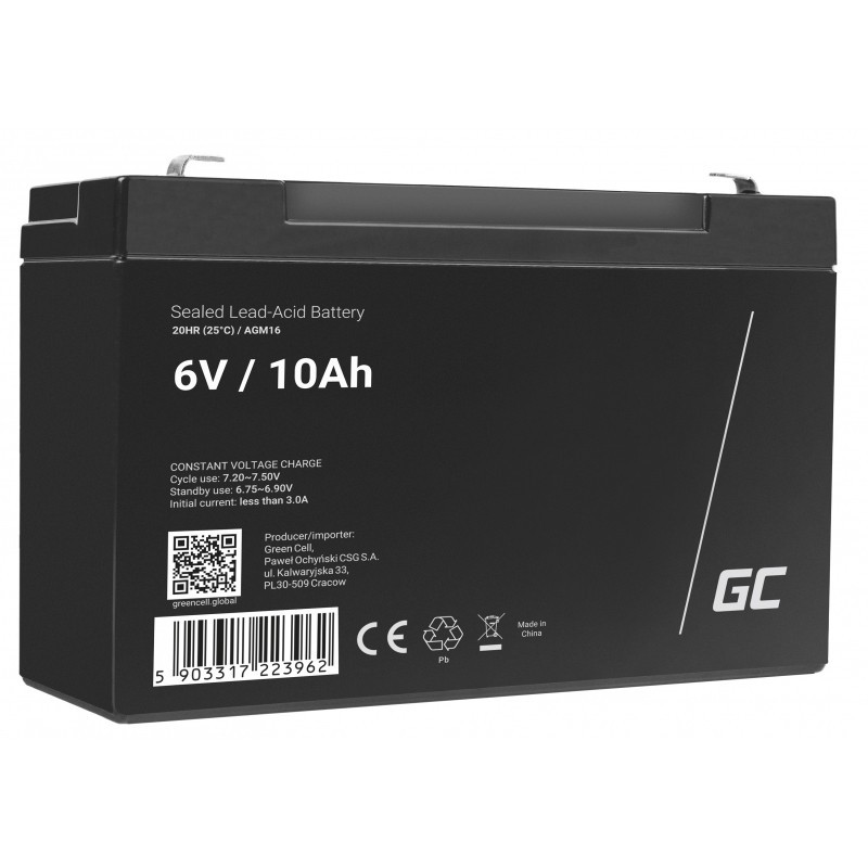 Green Cell AGM16 batteria UPS Acido piombo (VRLA) 6 V 10 Ah