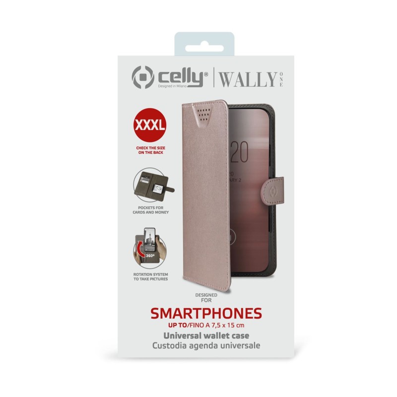 Celly Wally One custodia per cellulare 17 cm (6.7") Custodia a borsellino Rosa