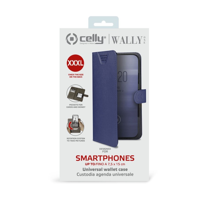 Celly Wally One custodia per cellulare 17 cm (6.7") Custodia a borsellino Blu