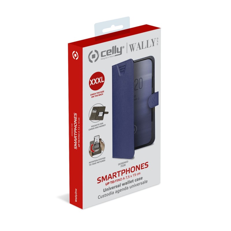 Celly Wally One custodia per cellulare 17 cm (6.7") Custodia a borsellino Blu