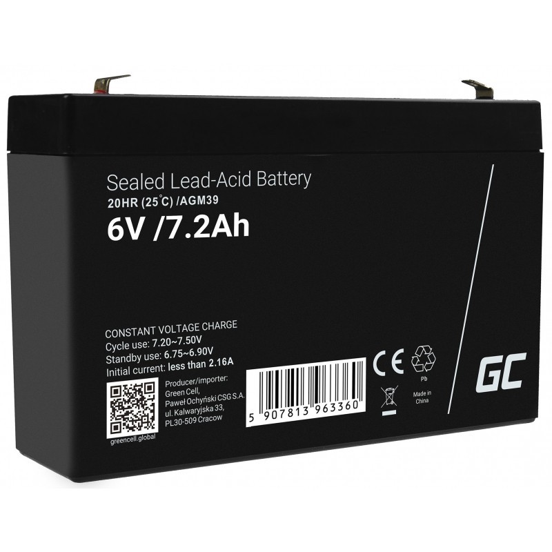 Green Cell AGM39 batteria ricaricabile industriale Acido piombo (VRLA) 7200 mAh 6 V