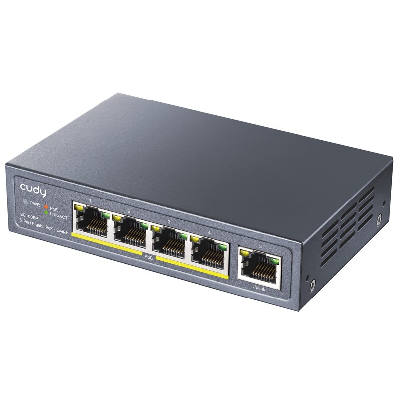 Cudy GS1005P switch di rete Gigabit Ethernet (10 100 1000) Supporto Power over Ethernet (PoE) Grigio