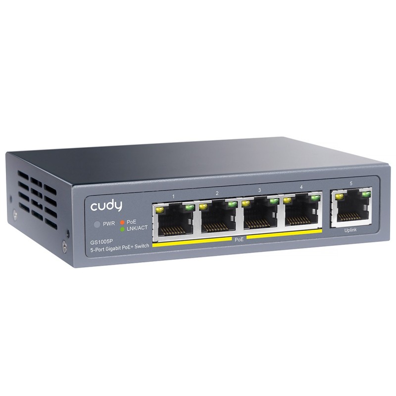 Cudy GS1005P switch di rete Gigabit Ethernet (10 100 1000) Supporto Power over Ethernet (PoE) Grigio