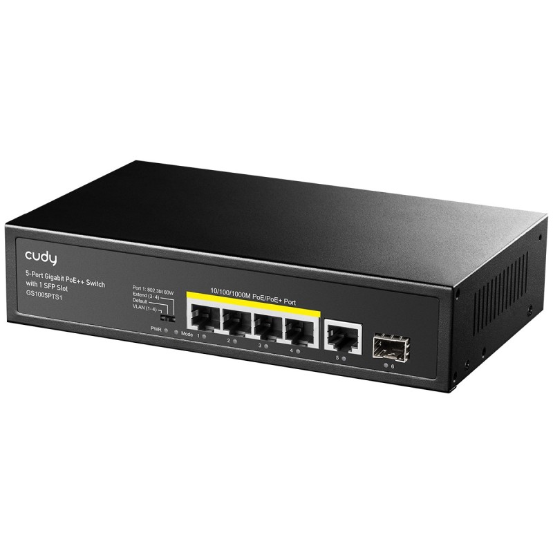 Cudy GS1005PTS1 switch di rete Gigabit Ethernet (10 100 1000) Supporto Power over Ethernet (PoE) Nero