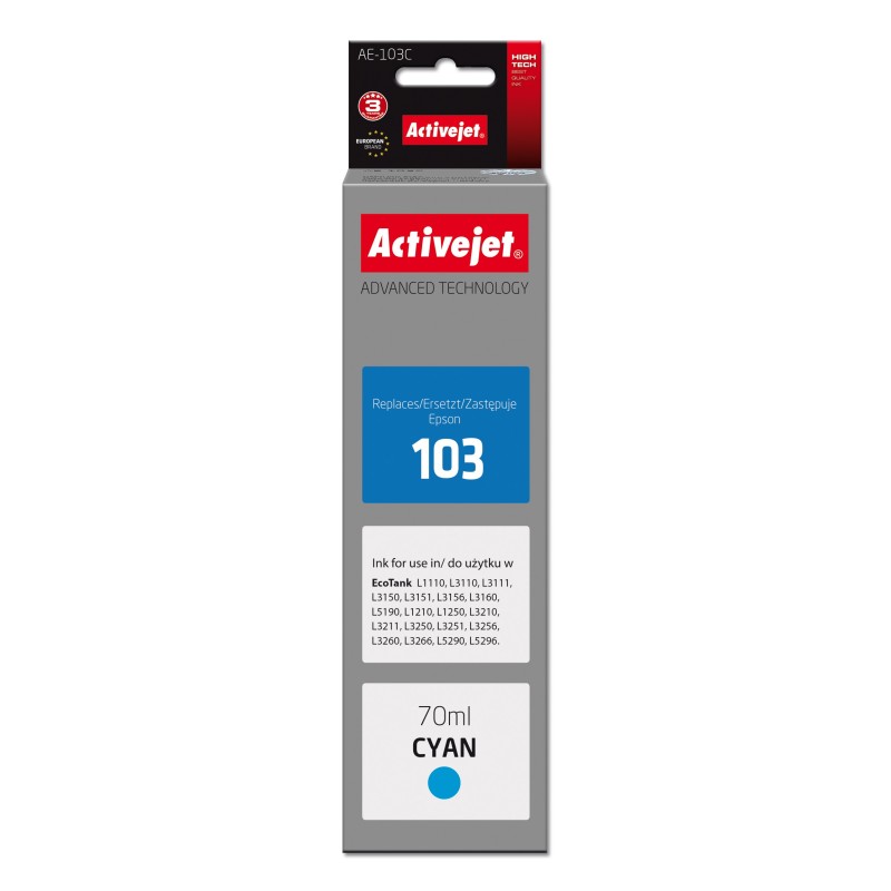 Activejet AE-103C cartuccia d'inchiostro 1 pz Compatibile Resa elevata (XL) Blu