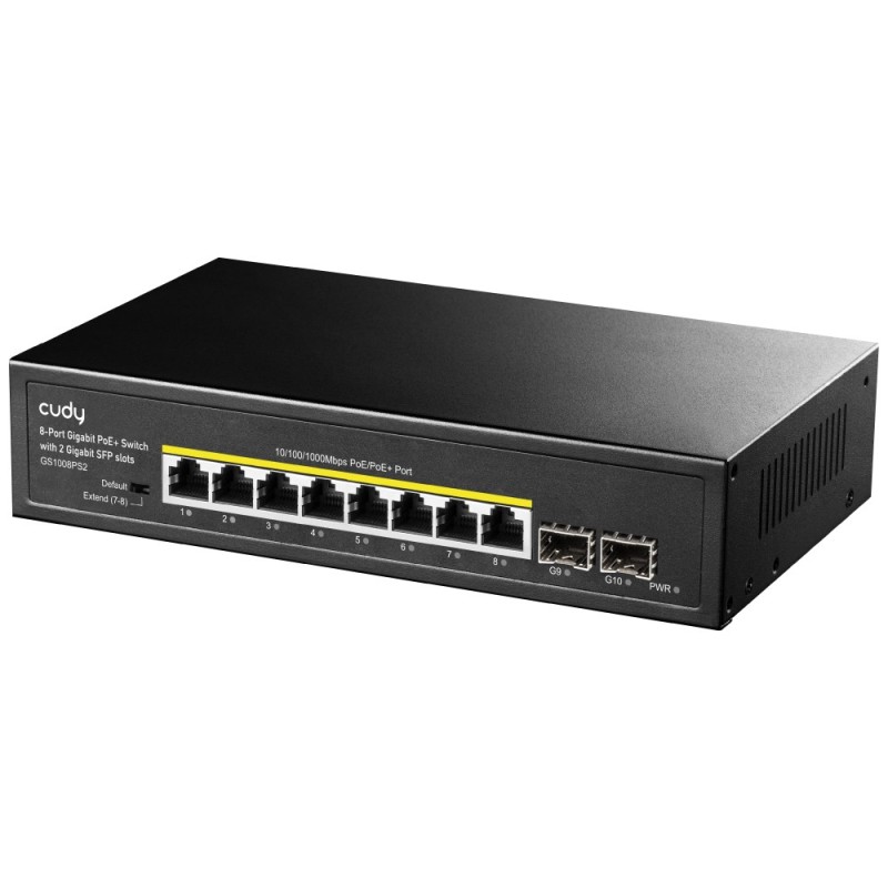 Cudy GS1008PS2 switch di rete Non gestito Gigabit Ethernet (10 100 1000) Supporto Power over Ethernet (PoE) Nero