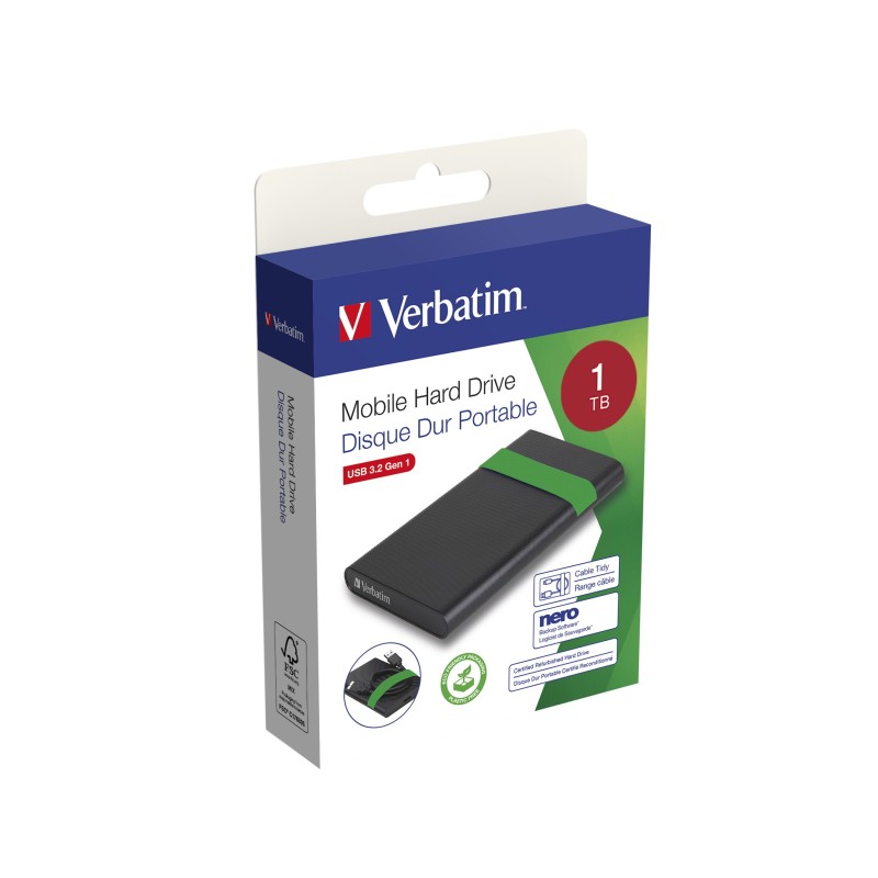 Verbatim 53112 disco rigido esterno 1 TB 5400 Giri min 2.5" USB di tipo B 3.2 Gen 1 (3.1 Gen 1) Nero