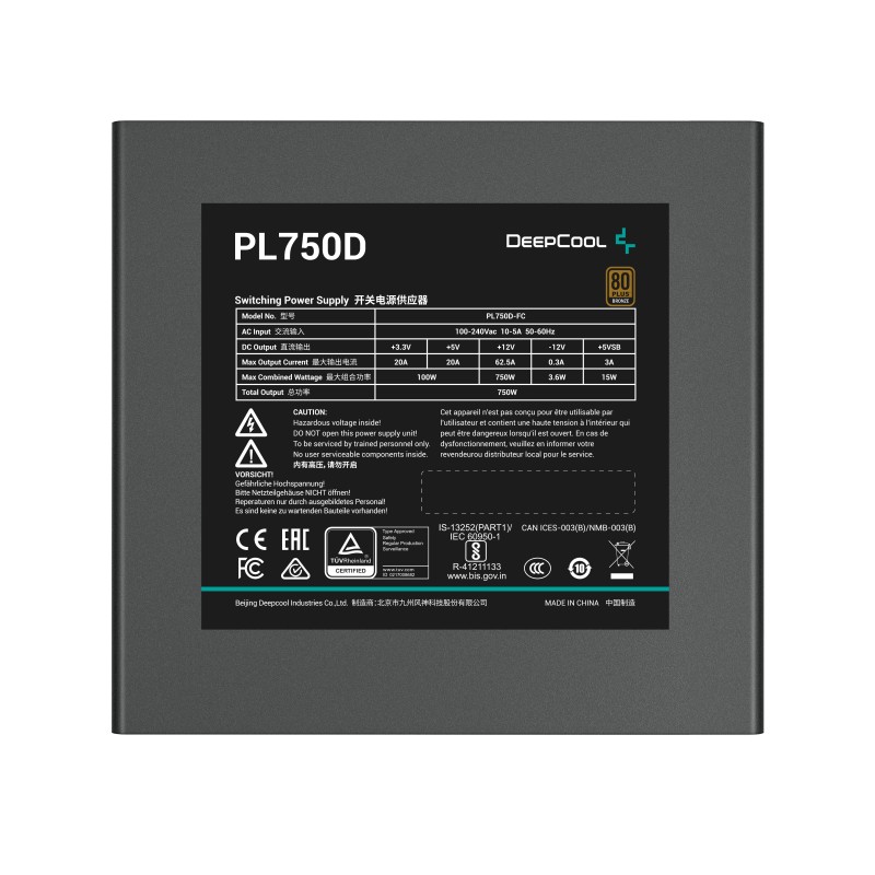 DeepCool PL750D alimentatore per computer 750 W 20+4 pin ATX ATX Nero