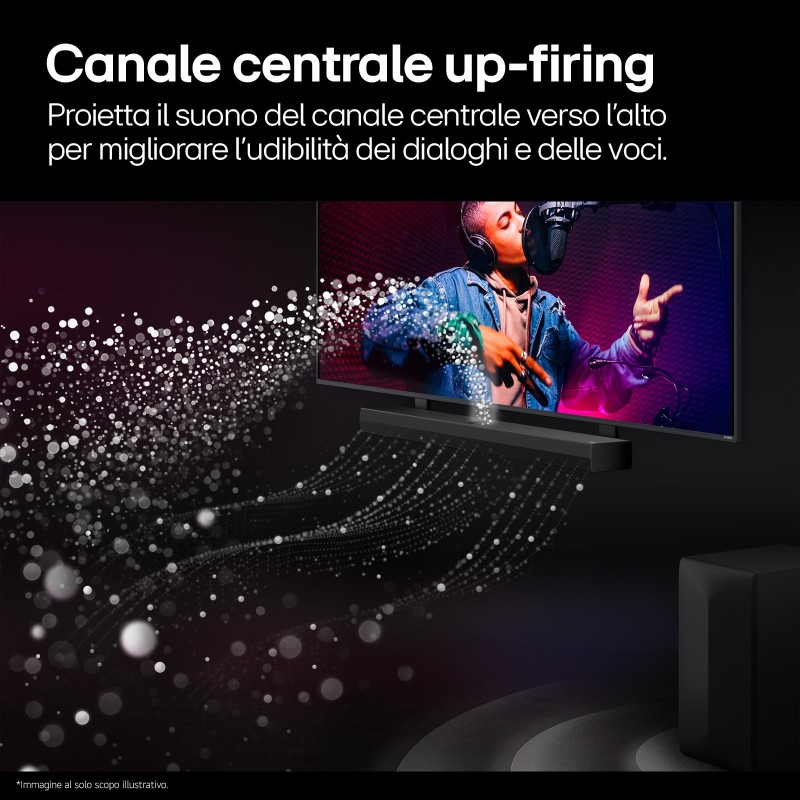 LG Soundbar S70TY, 400W su 3.1.1 canali, Dolby Atmos, DTS X, Speaker centrale up-firing