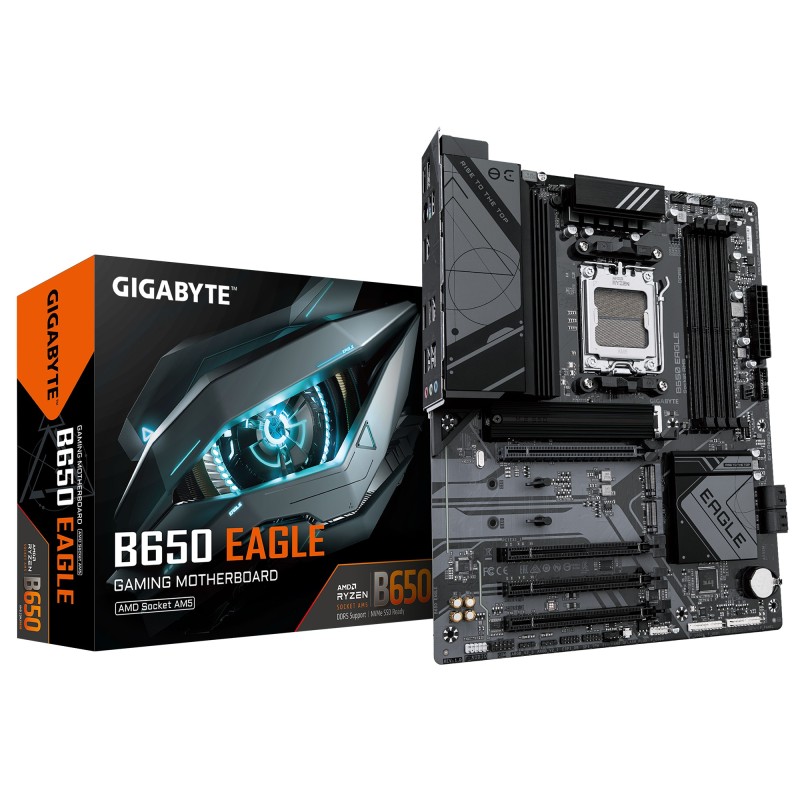 GIGABYTE B650 EAGLE - Supporta CPU AMD Ryzen 9000, VRM Digitale a 12+2+2 fasi, fino a 7600MHz DDR5 (OC), 1xPCIe 5.0 + 2xPCIe