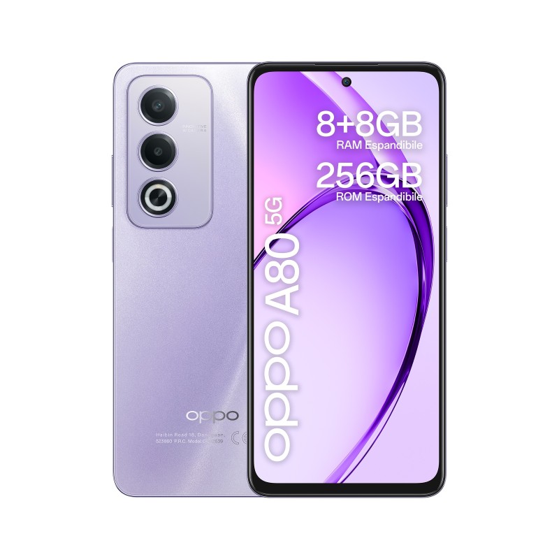 OPPO A80 5G Smartphone, AI Doppia Fotocamera 50+2MP, Selfie 8MP, Display 6.67” 120HZ LCD HD+, 5100mAh, RAM 16 GB (8+8) + ROM