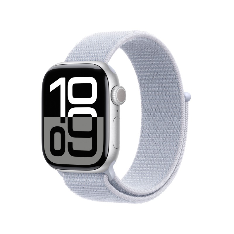 Apple Watch Series 10 Serie 10 GPS 42mm Cassa in Alluminio Color Argento con Blu tempesta Sport Loop